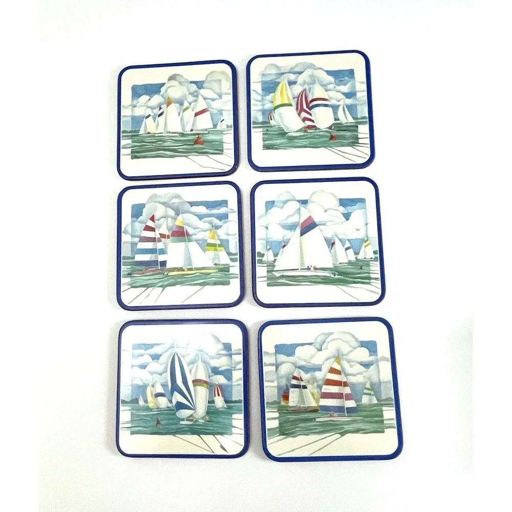 Pimpernel Regatta Coasters England‎ Set of 6 Cork Back 4